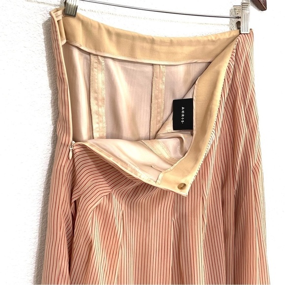 Akris Punto Woman 100% SILK Red Stripe Skirt Size 4 - Picture 8 of 14